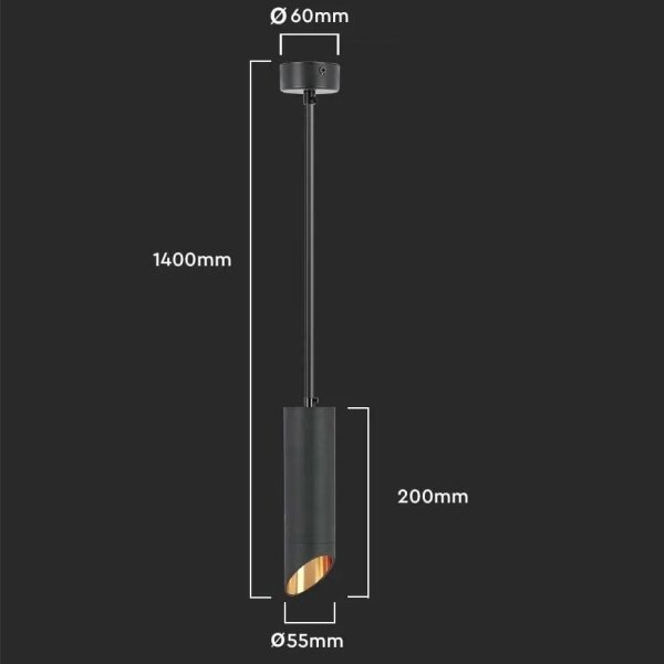 Lestenec na vrvici 1xGU10/35W/230V 20 cm črna