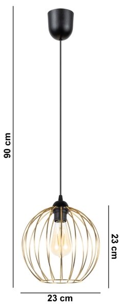 Lestenec na vrvici MATT 1xE27/60W/230V črna/zlata