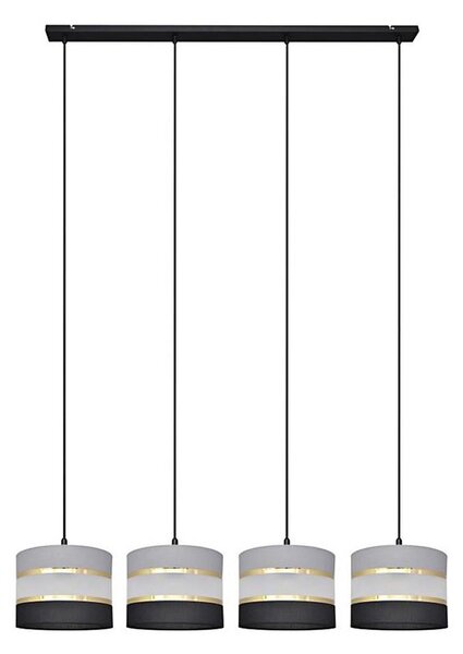 Lestenec na vrvici HELEN 4xE27/60W/230V črna/siva/zlata