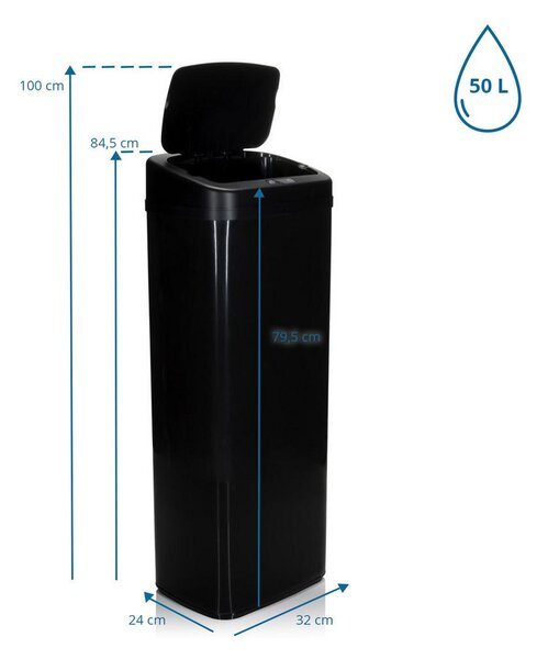MID.YOU Koš Za Smeti Clean V, 50 L, Črna, S Senzorjem