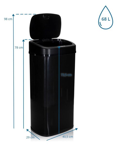 MID.YOU Koš Za Smeti Clean Vi, 68 L, Črna, S Senzorjem
