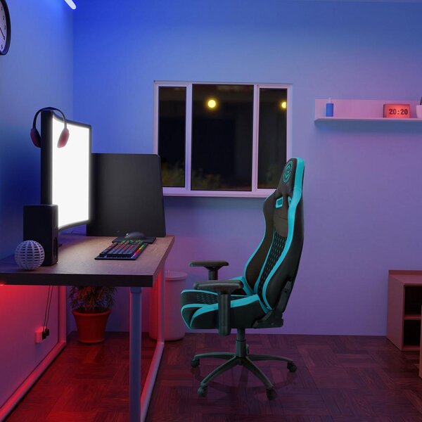 MID.YOU Gaming Stol Gamebreaker Sx 04, Črna, Turkizna