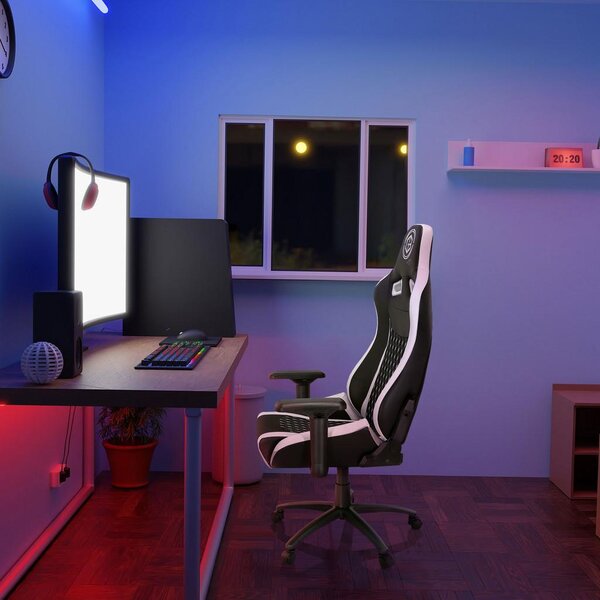 MID.YOU Gaming Stol Gamebreaker Sx 04, Črna, Bela