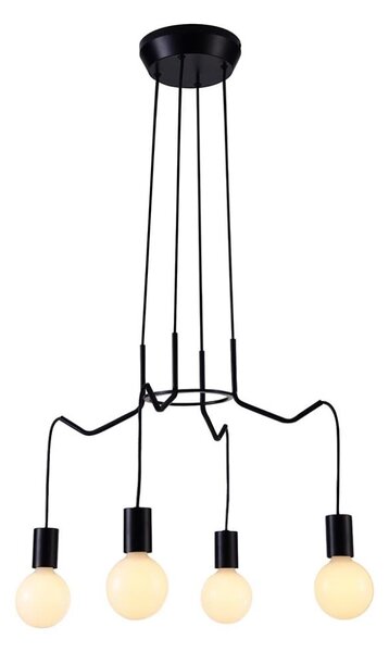 Lestenec na vrvici BASSO 4xE27/40W/230V črna