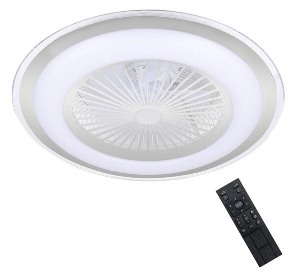 Brilagi - LED Zatemnitvena svetilka z ventilatorjem RONDA LED/48W/230V srebrna + Daljinski upravljalnik