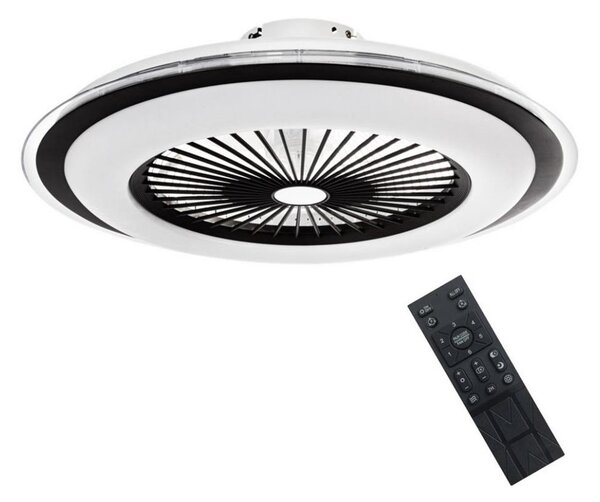 Brilagi - LED Zatemnitvena svetilka z ventilatorjem RONDA LED/48W/230V črna + Daljinski upravljalnik