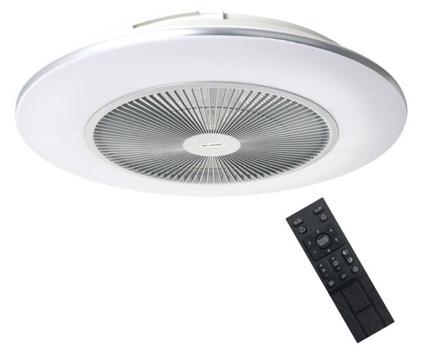 Brilagi - LED Zatemnitvena svetilka z ventilatorjem AURA LED/38W/230V srebrna + Daljinski upravljalnik