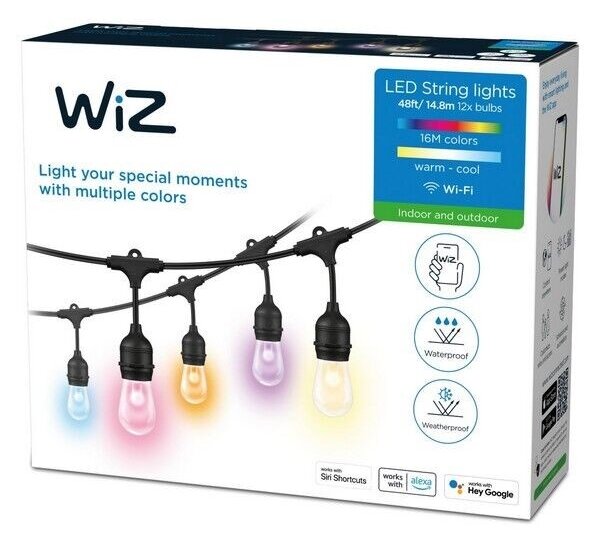 WiZ - LED RGBW Zatemnitvena zunanja veriga 12xLED 14,4m IP65 Wi-Fi