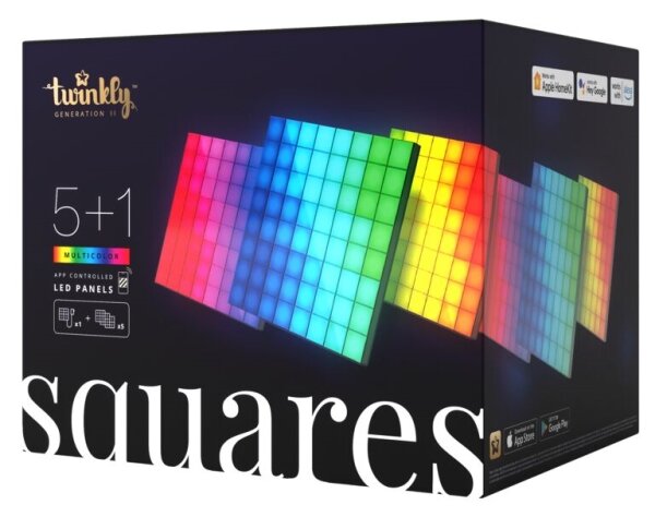 Twinkly TWQ064STW-07-BEU - SET 6xLED RGB Panel SQUARES 64xLED 16x16 cm Wi-Fi