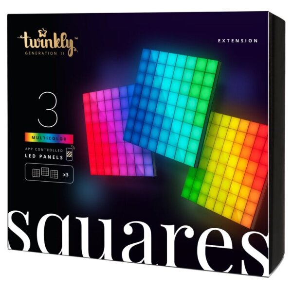 Twinkly TWQ064STW-03-BAD - SET 3xLED RGB Panel SQUARES 64xLED 16x16 cm Wi-Fi