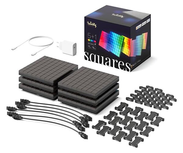 Twinkly TWQ064STW-07-BEU - SET 6xLED RGB Panel SQUARES 64xLED 16x16 cm Wi-Fi