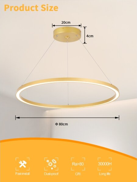 Immax NEO 07159-G80 - LED Zatemnitveni lestenec FINO LED/60W/230V Tuya zlata + Daljinski upravljalnik