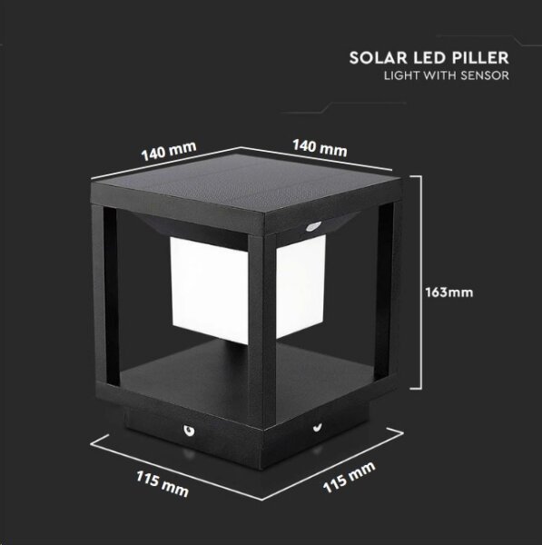 LED Solarna svetilka s senzorjem LED/2W/5,5V 3000K IP65 črna