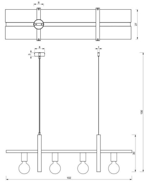 Lestenec na vrvici SHELF 4xE27/60W/230V