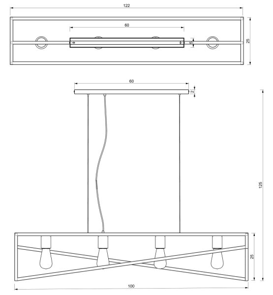 Lestenec na vrvici GOTE 4xE27/60W/230V