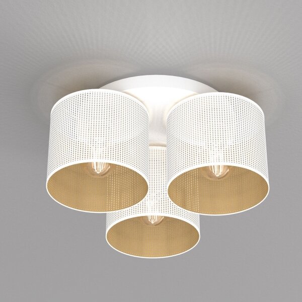 Lestenec LOFT SHADE 3xE27/60W/230V bela/zlata