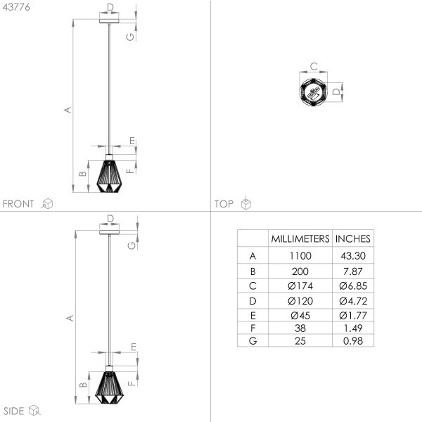 Eglo 43776 - Lestenec na vrvici ADWICKLE 1xE27/40W/230V