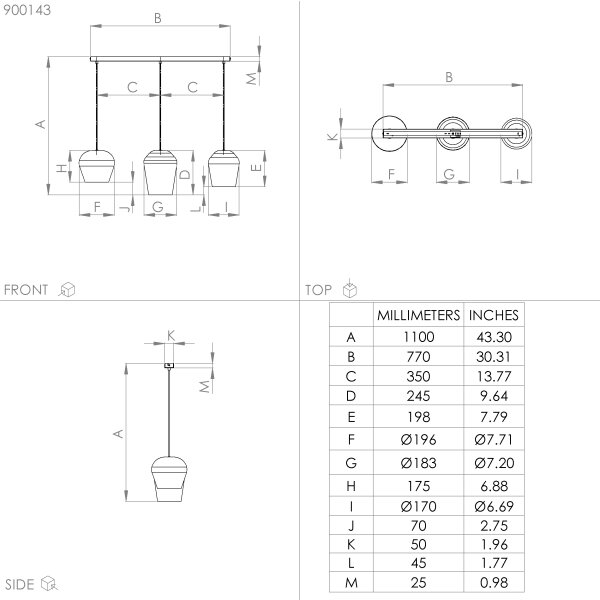 Eglo 900143 - Lestenec na vrvici CAMBAITO 3xE27/40W/230V