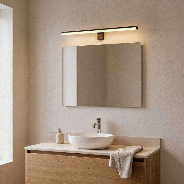 Trio Lighting Stenska svetilka Lino LED, črna mat/bela, Črna, Kopalnica, Kovina, Sodobni