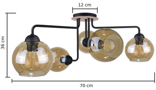 Nadgradni lestenec MONDE WOOD 5xE27/60W/230V