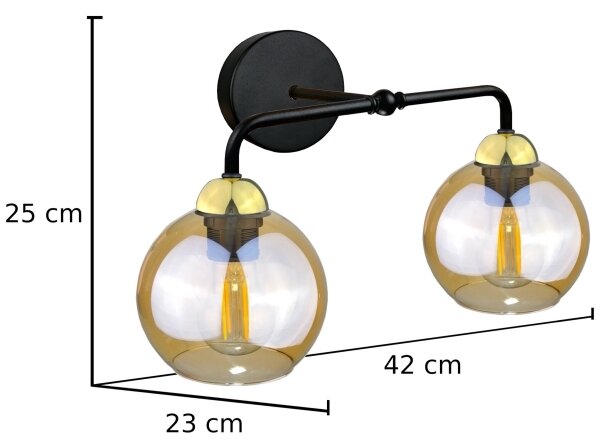 Stenska svetilka MELLE GOLD 2xE27/60W/230V