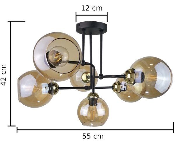 Nadgradni lestenec MONDE GOLD 6xE27/60W/230V