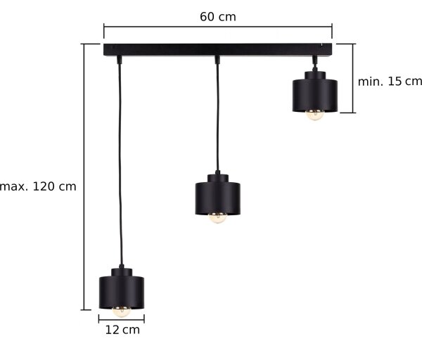 Lestenec na vrvici SIMPLY BLACK 3xE27/60W/230V