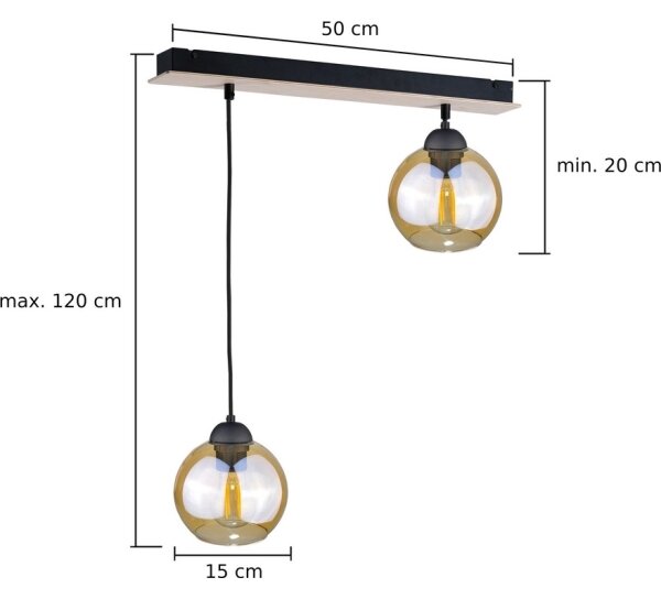 Lestenec na vrvici AMBRE WOOD 2xE27/60W/230V