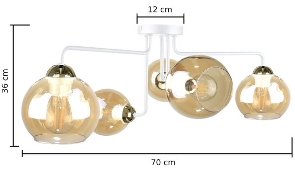 Nadgradni lestenec MONDE WHITE 5xE27/60W/230V