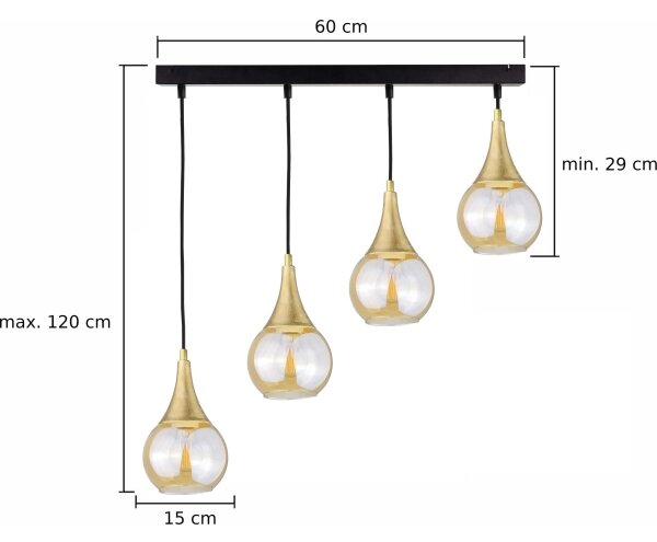 Lestenec na vrvici LACRIMA HONEY 4xE27/60W/230V