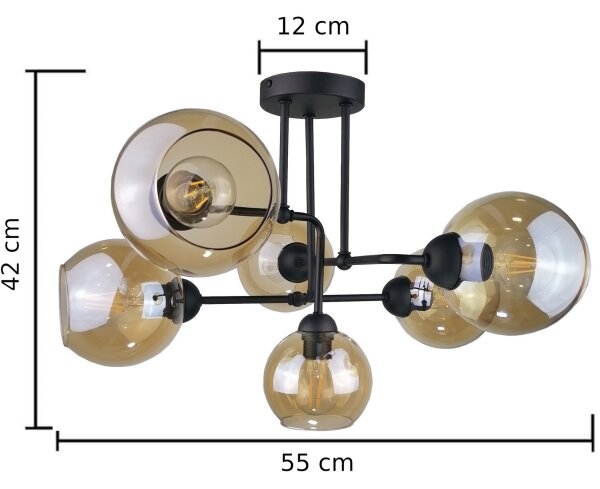 Nadgradni lestenec MONDE BLACK 6xE27/60W/230V