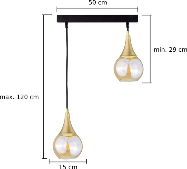 Lestenec na vrvici LACRIMA HONEY 2xE27/60W/230V