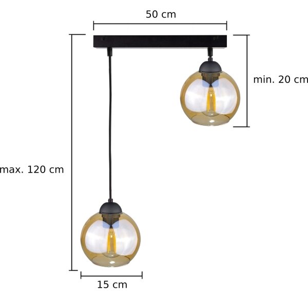 Lestenec na vrvici AMBRE BLACK 2xE27/60W/230V