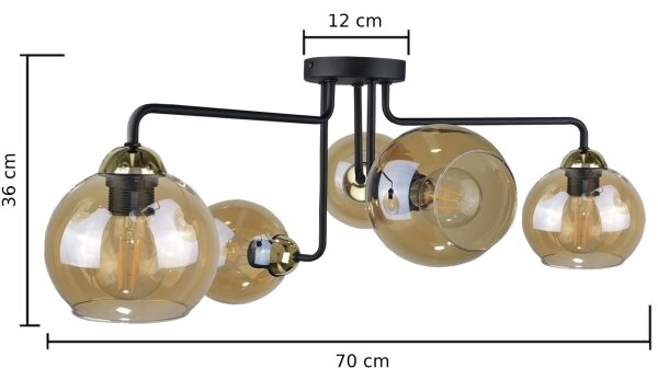 Nadgradni lestenec MONDE GOLD 5xE27/60W/230V