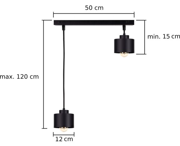 Lestenec na vrvici SIMPLY BLACK 2xE27/60W/230V