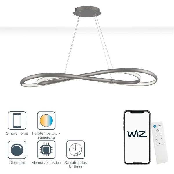 Wofi 6480.02.64.8000 - LED Zatemnitveni lestenec na vrvici LED/27W/230V Wi-Fi + RC