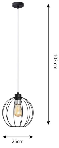 Lestenec na vrvici STARLIGHT 1xE27/60W/230V črna/srebrna