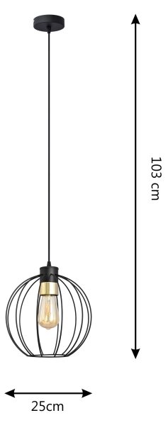 Lestenec na vrvici STARLIGHT 1xE27/60W/230V črna/zlata