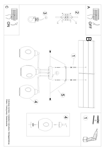 Sollux SL.1144 - Lestenec na drogu FILLAN 3xE27/60W/230V črna