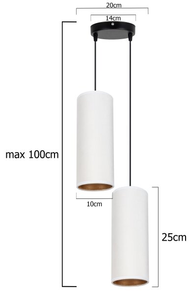 Lestenec na vrvici AVALO 2xE27/60W/230V pr. 20 cm bela/baker