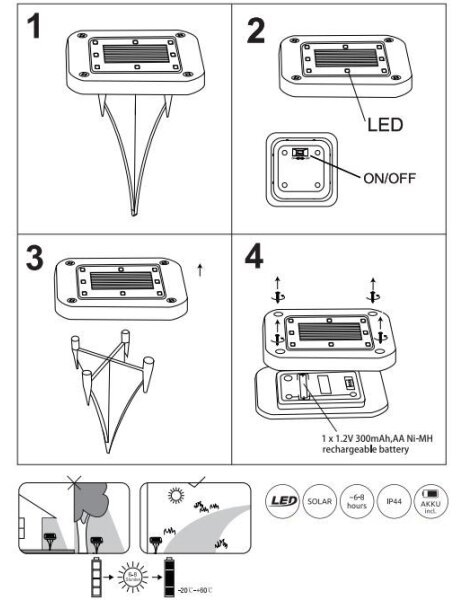 Globo 33414Q-2 - SET 2x LED Solarna svetilka SOLAR LED/0,8W/1,2V IP44