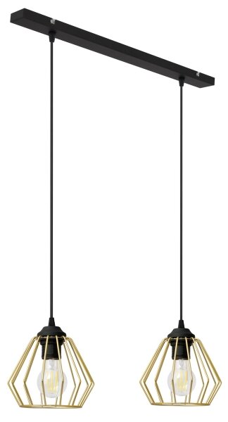 Lestenec na vrvici AGAT 2xE27/60W/230V zlata/črna