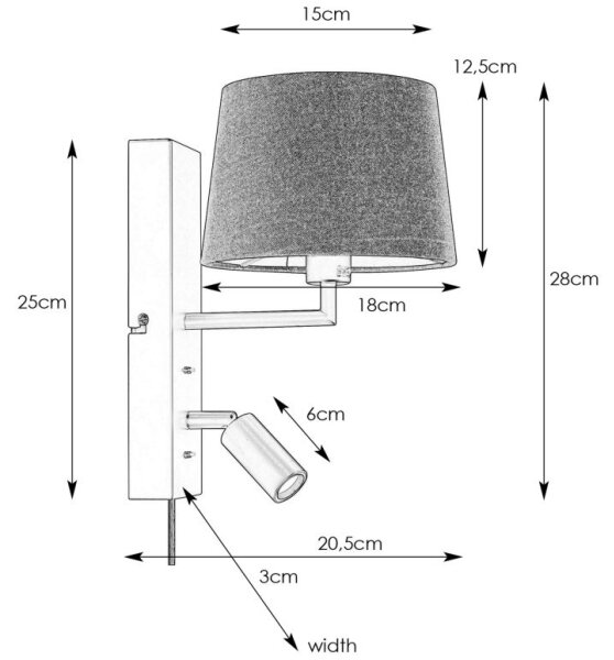 Markslöjd 108595 - LED Stenska svetilka z USB COMO 1xE14/40W/230V + LED/3W črna