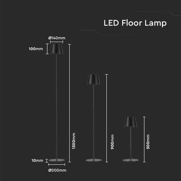 LED Zatemnitvena polnilna talna svetilka 3v1 LED/4W/5V 4400 mAh 3000K IP54 črna