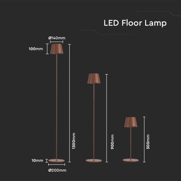 LED Zatemnitvena polnilna talna svetilka 3v1 LED/4W/5V 4400 mAh 3000K IP54 rjava