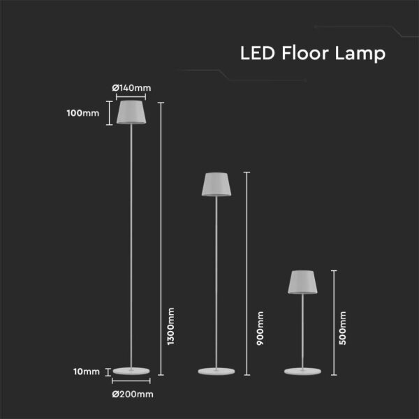 LED Zatemnitvena polnilna talna svetilka 3v1 LED/4W/5V 4400 mAh 3000K IP54 bela