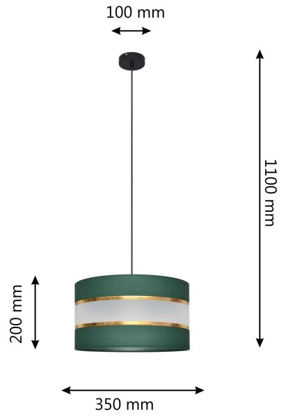 Lestenec na vrvici HELEN 1xE27/60W/230V d. 35 cm zelen/zlat