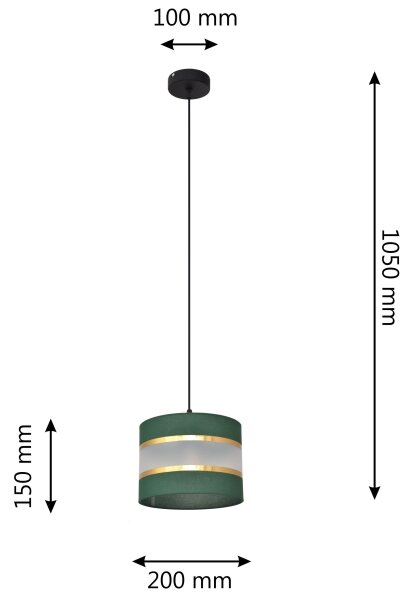 Lestenec na vrvici HELEN 1xE27/60W/230V d. 20 cm zelen/zlat