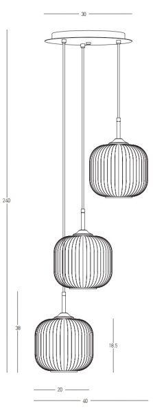 Zambelis 22073 - Lestenec na vrvici 3xE27/40W/230V