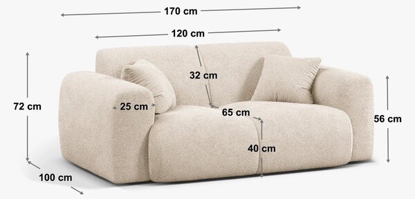 Bež sedežna garnitura iz tkanine bouclé 170 cm Molino – Micadoni Home